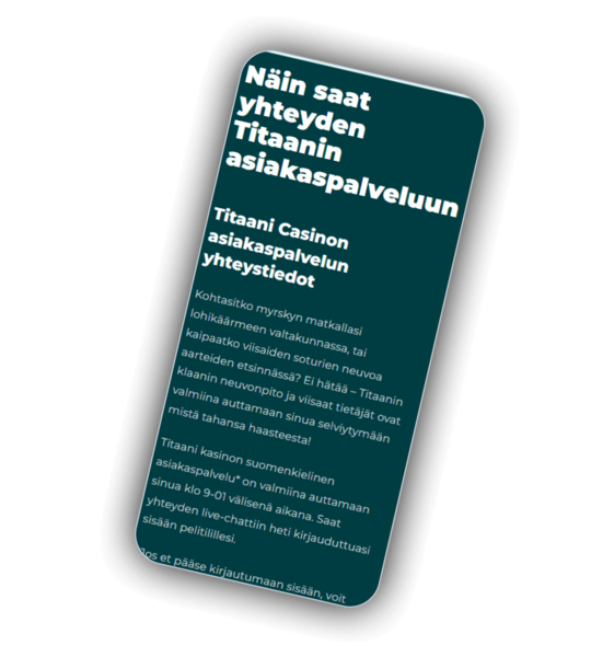 Titaani Casino customer support and responsible play